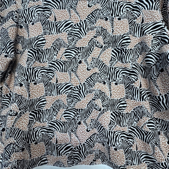 J. Crew Black Tan White Zebra Print Crewneck Sweatshirt - Picture 5 of 9